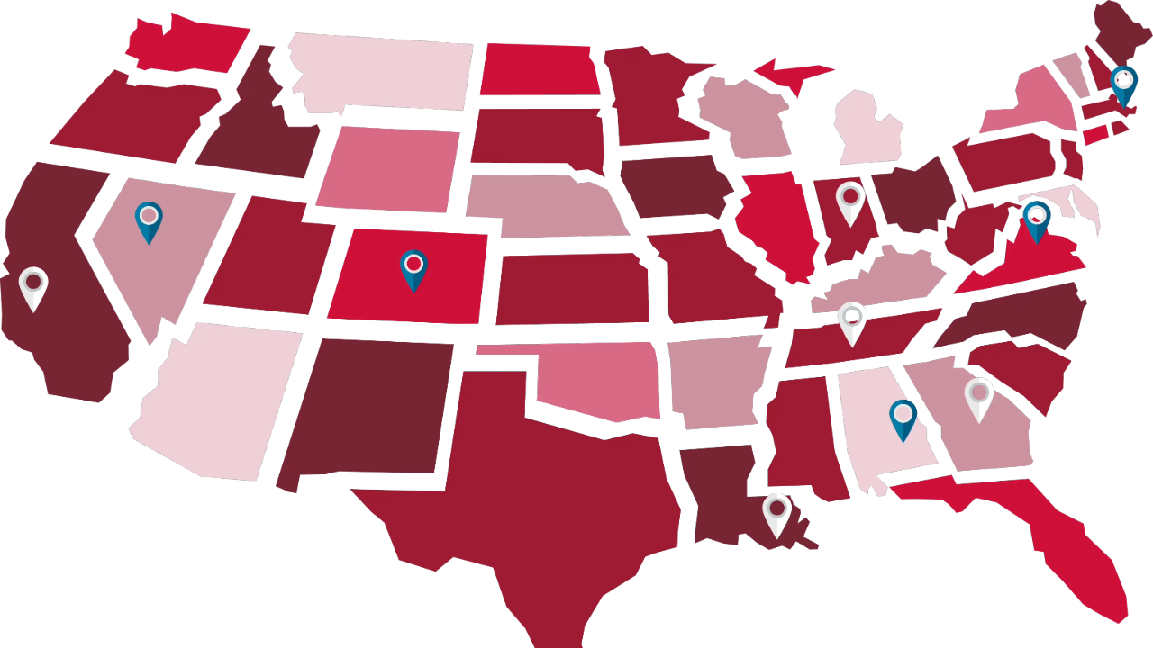 Map of where staff have presented