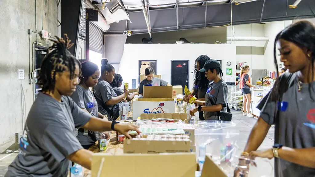 Students take part in a community service event.